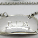 Victorian Sterling Silver Bright Cut Rum Decanter Label Antique 1853 Sheffield