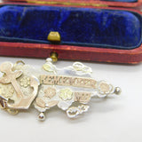 Victorian 9ct Gold & Sterling Silver 'Remember Me' Naval Sweetheart Brooch 1901
