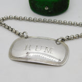 Victorian Sterling Silver Bright Cut Rum Decanter Label Antique 1853 Sheffield