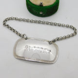 Victorian Sterling Silver Bright Cut Rum Decanter Label Antique 1853 Sheffield