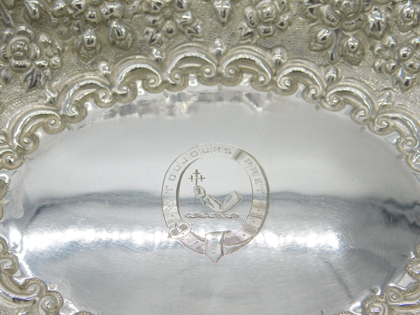 Victorian Sterling Silver Treat Dish 'Toujours Pret' Always Ready Antique 1890 London