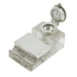 Edwardian Sterling Silver Combination Desk Stamp with Pocket Watch Holder 1906 Birmingham