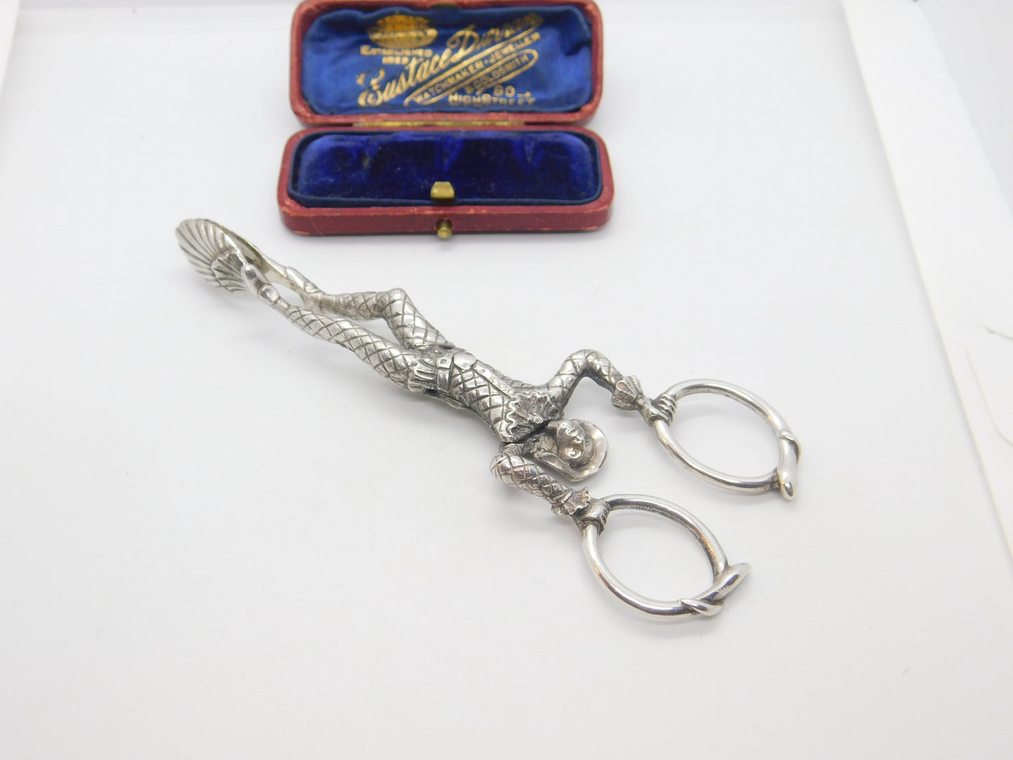 Georgian Revival Sterling Silver Novelty Circus Harlequin Sugar Scissors 1971