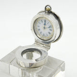 Edwardian Sterling Silver Combination Desk Stamp with Pocket Watch Holder 1906 Birmingham