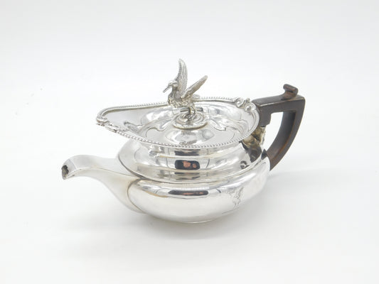 Georgian Sterling Silver Teapot Stork Finial & Goblin Handle 1806 London Antique