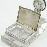 Edwardian Sterling Silver Combination Desk Stamp with Pocket Watch Holder 1906 Birmingham