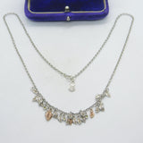 Clogau Welsh Sterling Silver & Peridot Leaf Pattern Necklace Vintage c2000