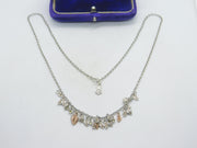 Clogau Welsh Sterling Silver & Peridot Leaf Pattern Necklace Vintage c2000