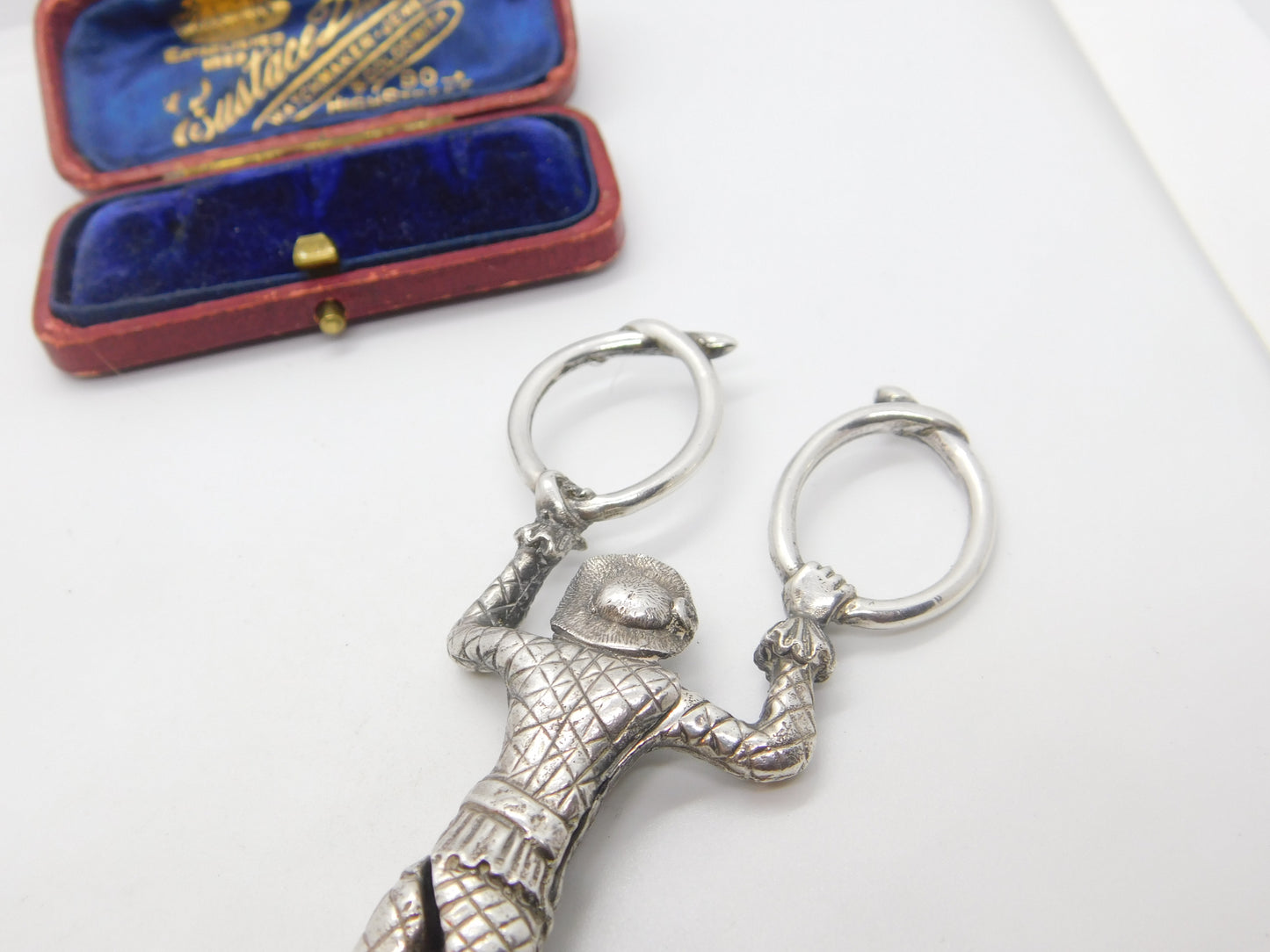 Georgian Revival Sterling Silver Novelty Circus Harlequin Sugar Scissors 1971