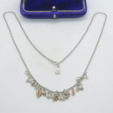 Clogau Welsh Sterling Silver & Peridot Leaf Pattern Necklace Vintage c2000