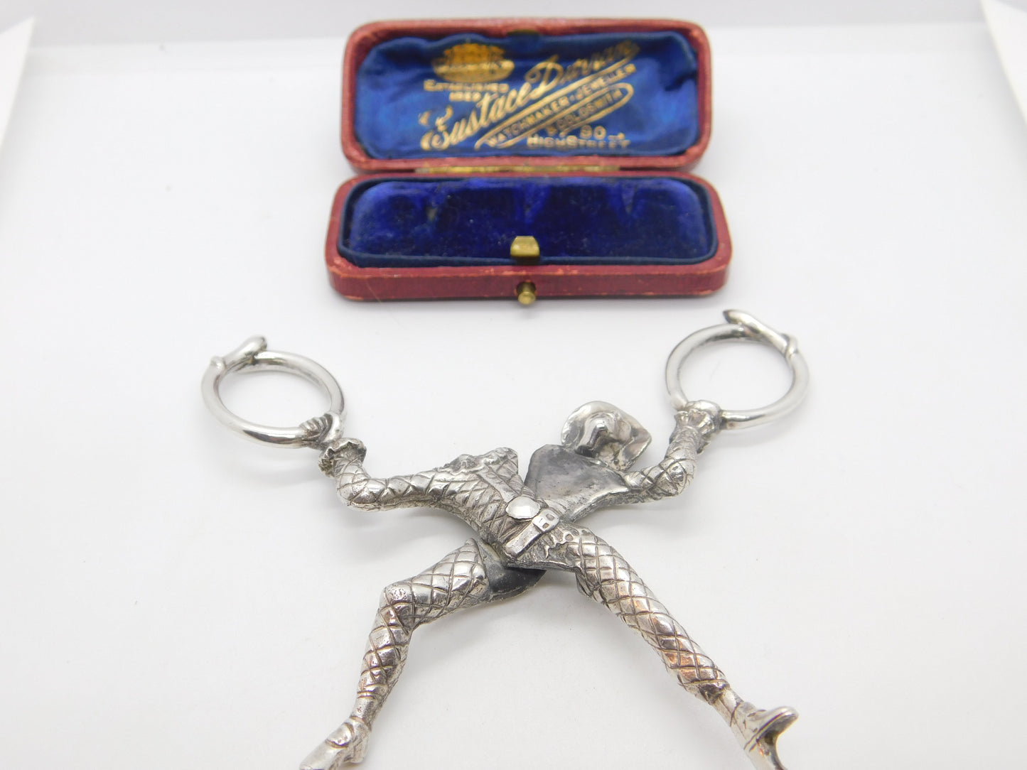 Georgian Revival Sterling Silver Novelty Circus Harlequin Sugar Scissors 1971