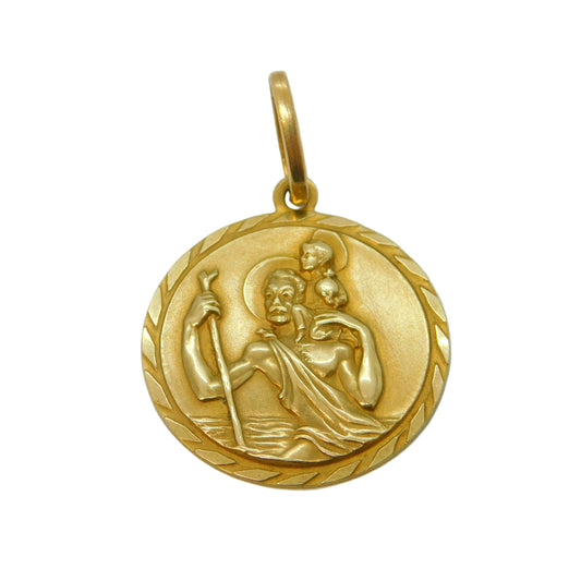 9ct Yellow Gold St. Christopher Patron Saint of Travel Pendant Vintage c1970
