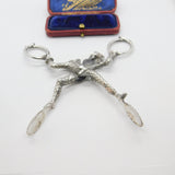 Georgian Revival Sterling Silver Novelty Circus Harlequin Sugar Scissors 1971