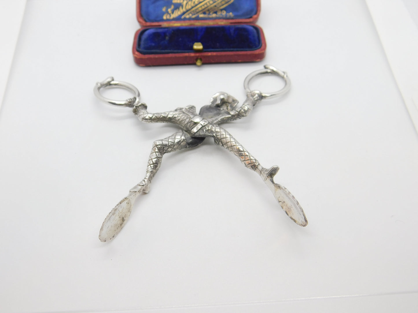 Georgian Revival Sterling Silver Novelty Circus Harlequin Sugar Scissors 1971