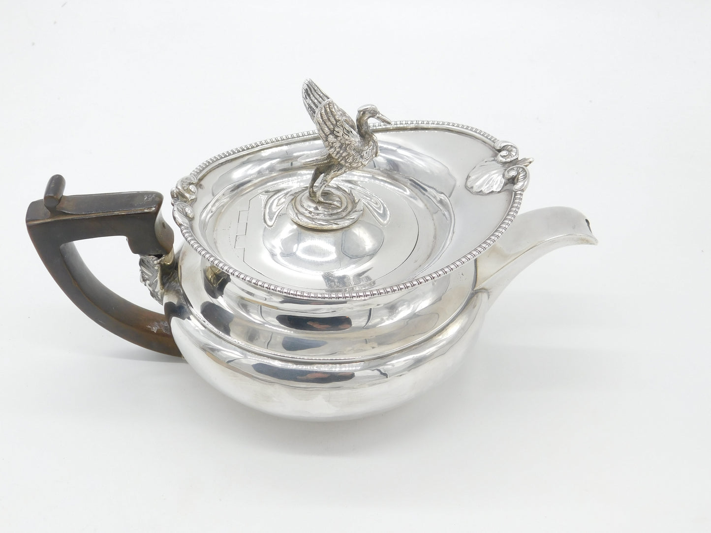 Georgian Sterling Silver Teapot Stork Finial & Goblin Handle 1806 London Antique