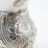 Georgian Sterling Silver Floral Repousse Crested Cream Jug Antique 1813 London