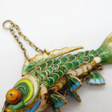 Large Chinese Export Sterling Silver Gilt Enamel Articulated Koi Fish Pendant Antique Art Deco