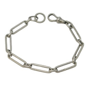 Edwardian Sterling Silver Trombone Link Watch Chain Bracelet Antique 1907 Birmingham