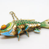 Large Chinese Export Sterling Silver Gilt Enamel Articulated Koi Fish Pendant Antique Art Deco