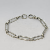 Edwardian Sterling Silver Trombone Link Watch Chain Bracelet Antique 1907 Birmingham