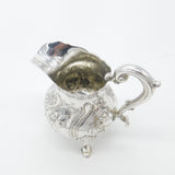 Georgian Sterling Silver Floral Repousse Crested Cream Jug Antique 1813 London