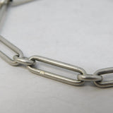 Edwardian Sterling Silver Trombone Link Watch Chain Bracelet Antique 1907 Birmingham