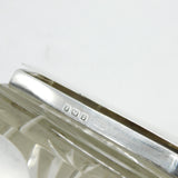 Edwardian Sterling Silver Mounted Cut Glass Combination Stamp Box & Inkwell Antique 1905