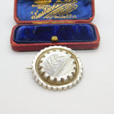 Victorian Sterling Silver Fern Pattern Sweetheart Brooch Antique c1880