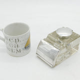 Edwardian Sterling Silver Mounted Cut Glass Combination Stamp Box & Inkwell Antique 1905
