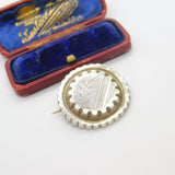 Victorian Sterling Silver Fern Pattern Sweetheart Brooch Antique c1880