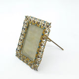 Victorian Gilt Metal, Cabochon Garnet & Turquoise Picture Frame Antique c1850