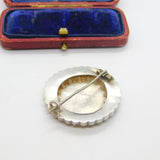 Victorian Sterling Silver Fern Pattern Sweetheart Brooch Antique c1880