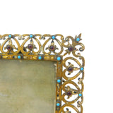 Victorian Gilt Metal, Cabochon Garnet & Turquoise Picture Frame Antique c1850