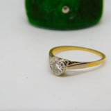 18ct Gold & Platinum Set 0.2ct Diamond Set Heart Shaped Ring Antique c1910