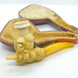 Victorian Meerschaum & Amber Novelty Parrot with Nut Pipe Antique c1880 Boxed