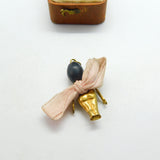 WW1-era Wooden & Brass 'Touch Wood, Fumsup' Charm Pendant c1915 Antique