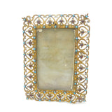 Victorian Gilt Metal, Cabochon Garnet & Turquoise Picture Frame Antique c1850