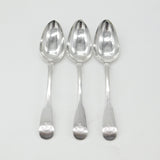 Set of 3 Georgian Scottish Sterling Silver Crested Serving Spoons 1821 Edinburgh