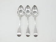 Set of 3 Georgian Scottish Sterling Silver Crested Serving Spoons 1821 Edinburgh