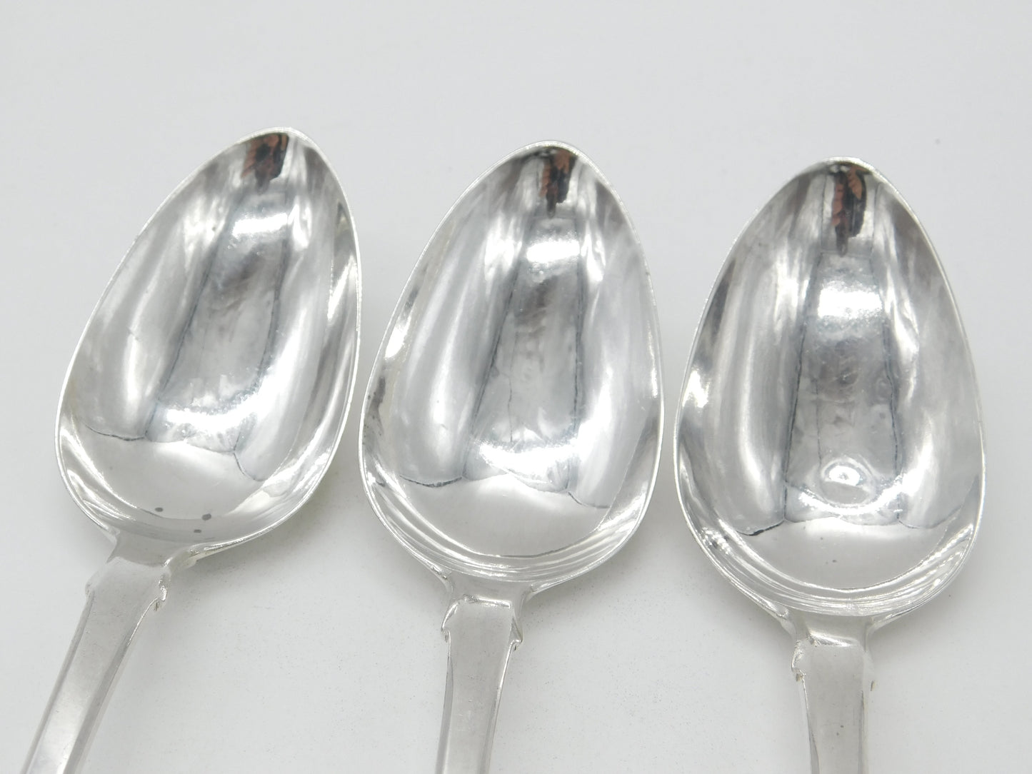 Set of 3 Georgian Scottish Sterling Silver Crested Serving Spoons 1821 Edinburgh