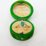 9ct Yellow Gold, Emerald & Spinel Set Floral Cluster Ring Vintage 1973 London
