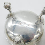 Pair of Georgian Sterling Silver Paw Foot Crested Salt Cellars 1763 London