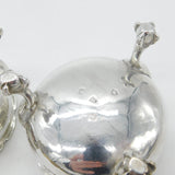 Pair of Georgian Sterling Silver Paw Foot Crested Salt Cellars 1763 London