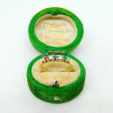 18ct Yellow Gold Seven Stone Ruby, Diamond, Emerald, Sapphire Ring Vintage c1980