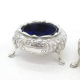 Early Pair Victorian Sterling Silver Floral Pattern Salt Cellars 1841 London
