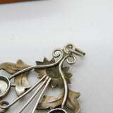 Sterling Silver, Mother of Pearl & Enamel Sunflower Pendant Antique c1920 Deco