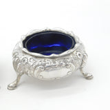Early Pair Victorian Sterling Silver Floral Pattern Salt Cellars 1841 London