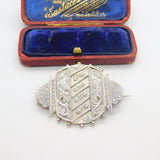 Victorian Sterling Silver Floral Pattern Sweetheart Brooch Antique c1880