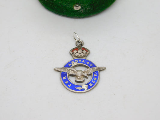 Charles Horner Sterling Silver Enamel RAF Sweetheart Pendant Antique c1940