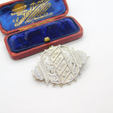 Victorian Sterling Silver Floral Pattern Sweetheart Brooch Antique c1880